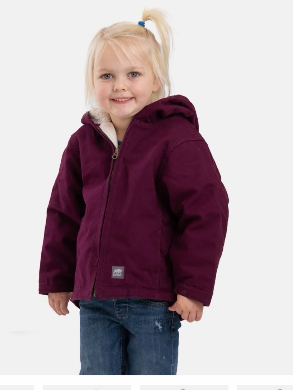 Berne Toddler Kids Purple Canvas Hooded Sherpa Lined Jacket Size 4T
